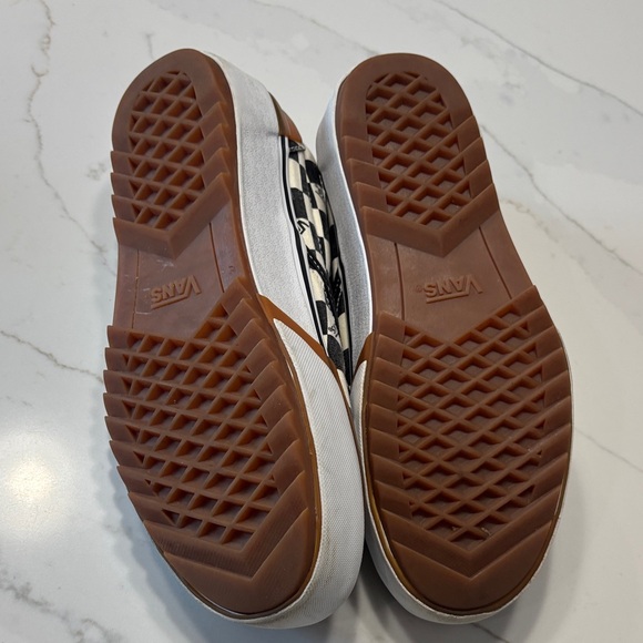 Vans Women's Checkered Slip-On Sneakers - Black, White, and Brown - Picture 13 of 15